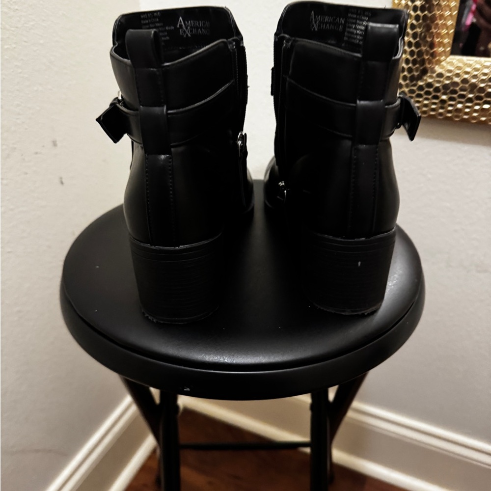 Black Ankle Boots with Buckle Detail